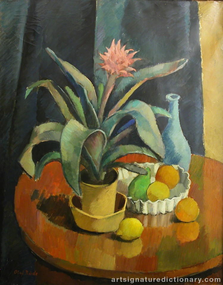 Close-up details showing Olaf RUDE signature forgery characteristics