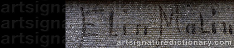 Authentic signature by Elin MOLIN on  artwork