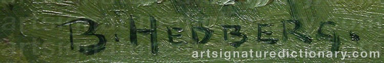 Authentic signature by Bengt ‘B.h-G’ HEDBERG on  artwork