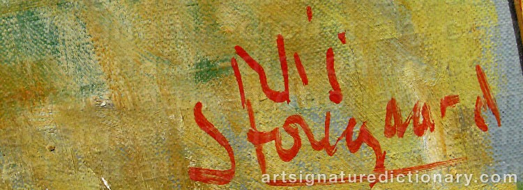 Authentic signature by Nis STOUGAARD on artwork