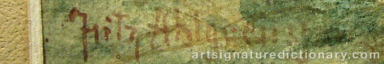Authentic signature by Fritz AHLGRENSSON on  artwork
