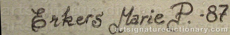 Authentic signature by Marie PERSSON on artwork