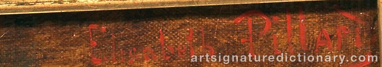 Authentic signature by Elizabeth PILLARD on  artwork