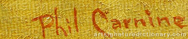 Authentic signature by Philip CARNINE on Painting/Watercolour artwork