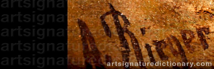Authentic signature by Albert RIEGER on  artwork
