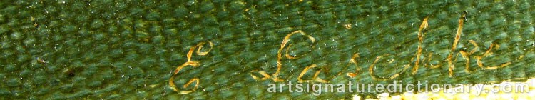 Authentic signature by Edwin Hugo LASCHKE on  artwork