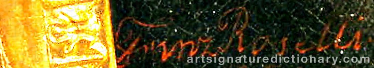 Authentic signature by Frans Johan ROSELLI on artwork