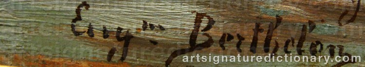 Authentic signature by Eugéne BERTHELON on  artwork