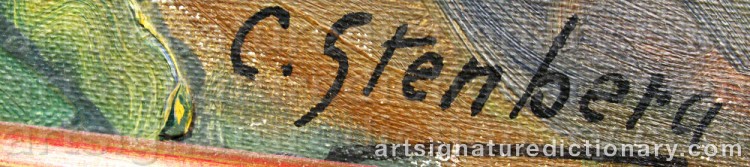 Authentic signature by Carl STENBERG on  artwork