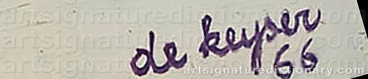 Authentic signature by Raoul De KEYSER on artwork