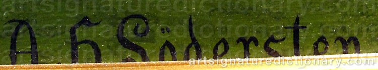 Authentic signature by Anders Herman SÖDERSTEN on artwork