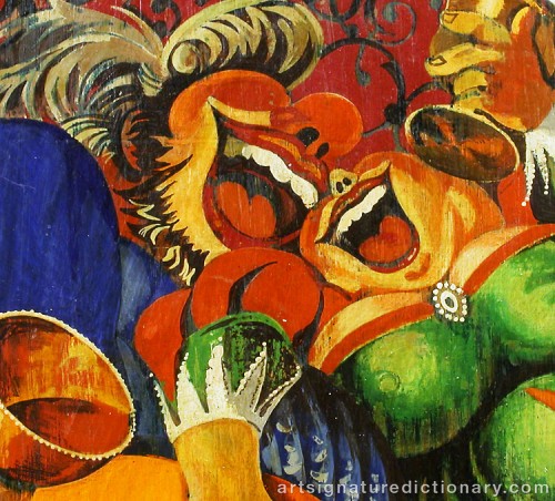 Close-up details showing Sergei Yurievich SUDEIKIN signature forgery characteristics