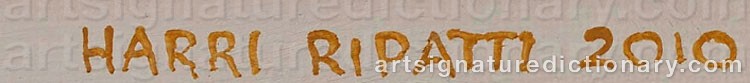 Authentic signature by Harri RIPATTI on artwork