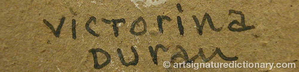 Authentic signature by Victorina DURAN CEBRIAN on  artwork