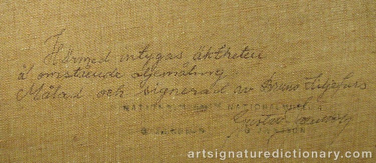 Close-up details showing Bruno LILJEFORS signature forgery characteristics