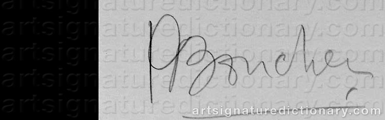 Authentic signature by Pierre BOUCHER on  artwork