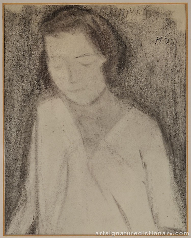 Close-up details showing Helene SCHJERFBECK signature forgery characteristics