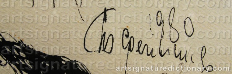 Authentic signature by Anatoly SLEPYSHEV on artwork