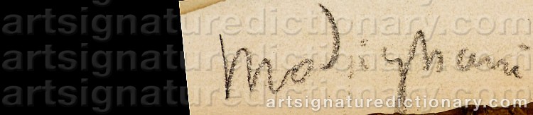 Authentic signature by Amedeo MODIGLIANI on Drawing/Graphic/Print artwork