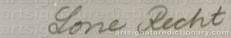 Authentic signature by Lone RECHT on  artwork