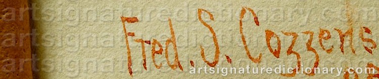 Authentic signature by Frederick Schiller COZZENS on  artwork