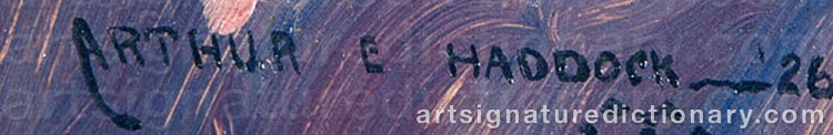 Authentic signature by Arthur Earl HADDOCK on artwork