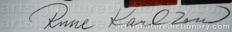 Authentic signature by Rune KARLZON on  artwork
