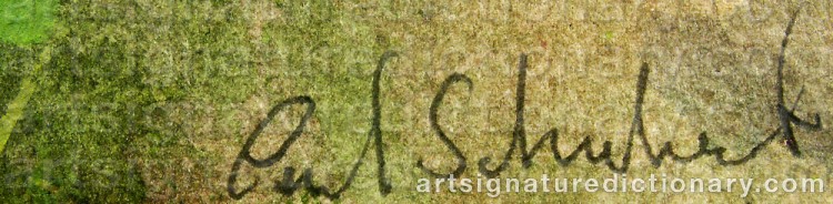 Authentic signature by Carl SCHUBERT on  artwork