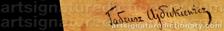 Authentic signature by Tadeusz AJDUKIEWICZ on  artwork
