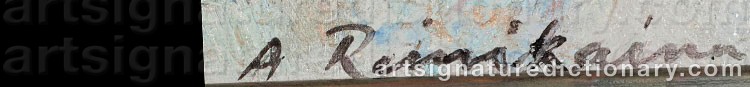 Authentic signature by Arvo REINIKAINEN on  artwork
