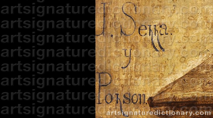 Authentic signature by José SERRA Y PORSON on  artwork