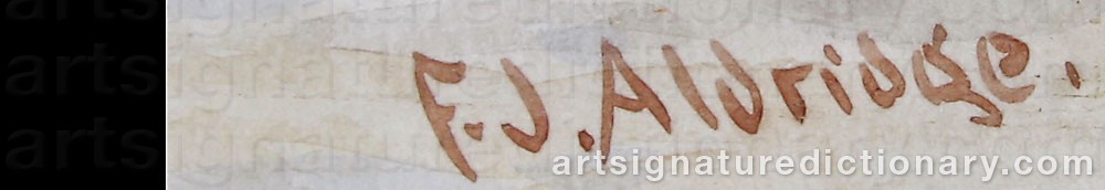 Authentic signature by Frederick James ALDRIDGE on artwork