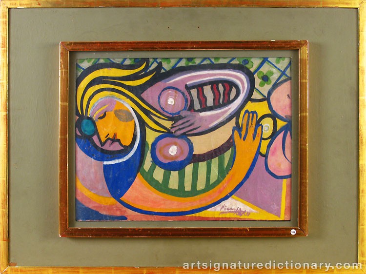 Close-up details showing Pablo PICASSO signature forgery characteristics