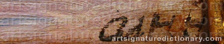 Authentic signature by Adolf Heinrich Claus HANSEN on  artwork