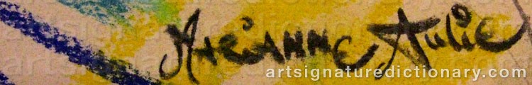 Authentic signature by Marianne AULIE on  artwork