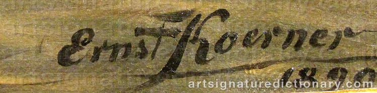 Authentic signature by Ernst Carl KOERNER on Painting/Watercolour artwork