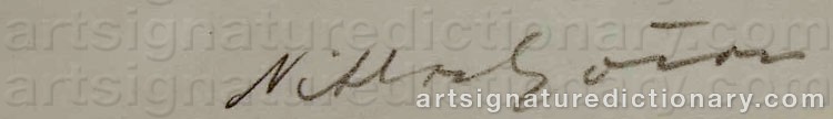 Authentic signature by Niklas GÖRAN on  artwork