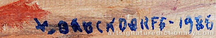 Authentic signature by Victor BROCKDORFF on  artwork