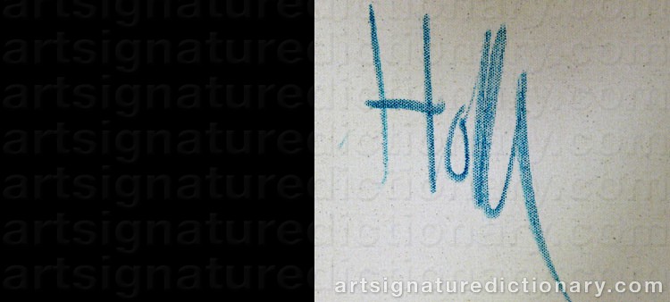Authentic signature by Camilla HOLK on  artwork
