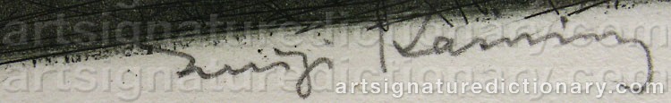 Authentic signature by Luigi KASIMIR on Drawing/Graphic/Print artwork