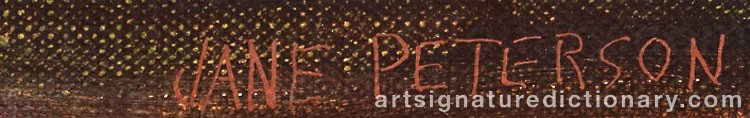 Authentic signature by Jane PETERSON on  artwork