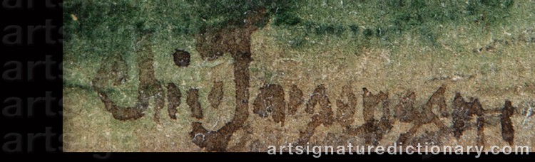 Authentic signature by Christian August JØRGENSEN on  artwork