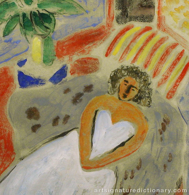 Close-up details showing Henri MATISSE signature forgery characteristics