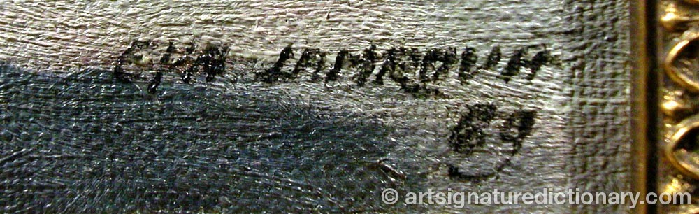 Authentic signature by Eva LANROVA on  artwork