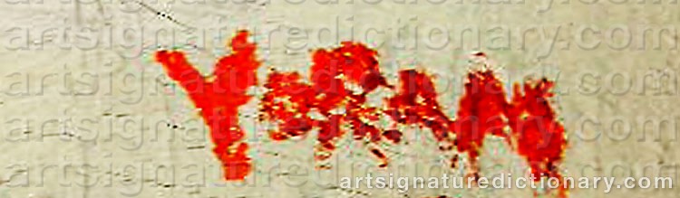 Authentic signature by Yoram KANIUK on  artwork