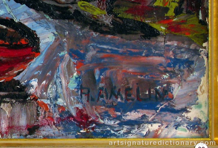 Close-up details showing Albin AMELIN signature forgery characteristics