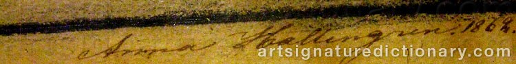 Authentic signature by Anna Agnilina HALLENGREN on artwork