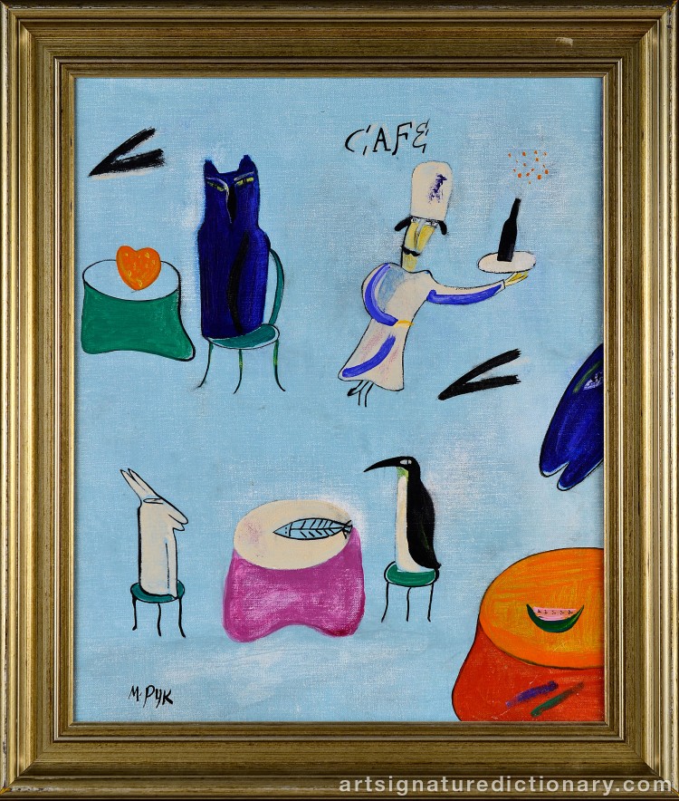 Close-up details showing Madelaine ‘M Pyk’ PYK signature forgery characteristics