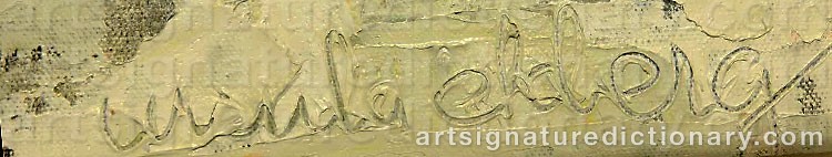 Authentic signature by Ursula EKBERG on  artwork