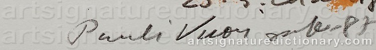 Authentic signature by Pauli VUORISALO on artwork